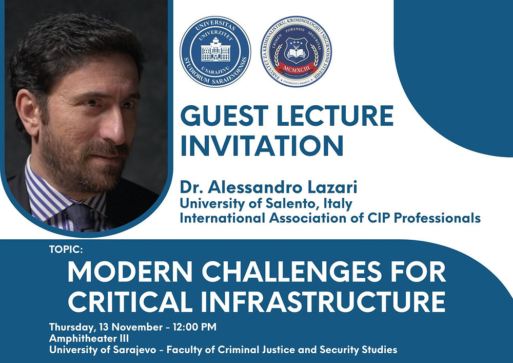 Invitation | Guest Lecture by Dr. Alessandro Lazari "Modern Challenges for Critical Infrastructure"