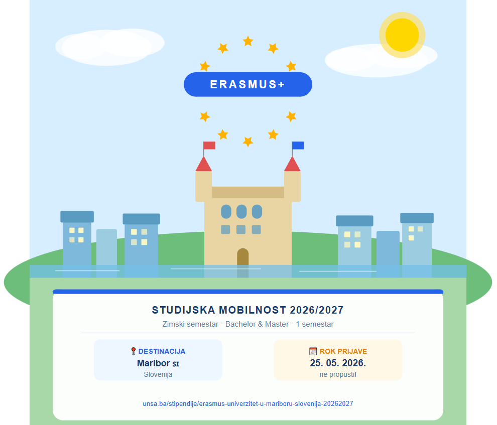🎓 ERASMUS+ KONKURS | Univerzitet u Mariboru, Slovenija