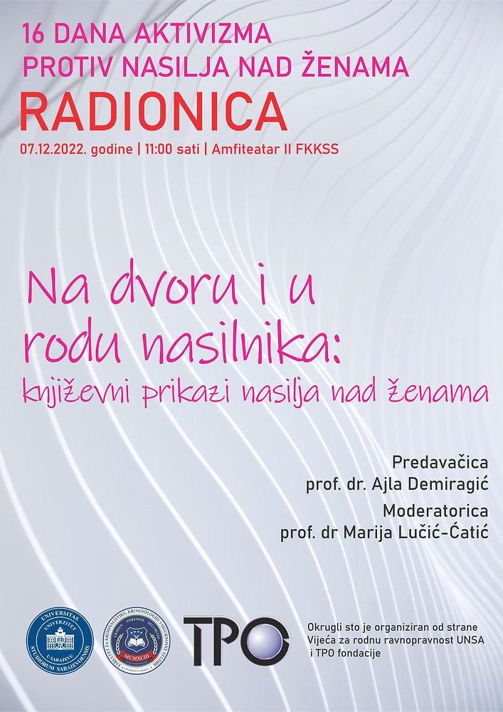 Radionica "Na dvoru i u rodu nasilnika: književni prikazi nasilja nad ženama"