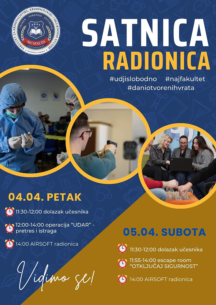 Vidimo se na Danima otvorenih vrata Fakulteta za kriminalistiku, kriminologiju i sigurnosne studije 04. i 05.